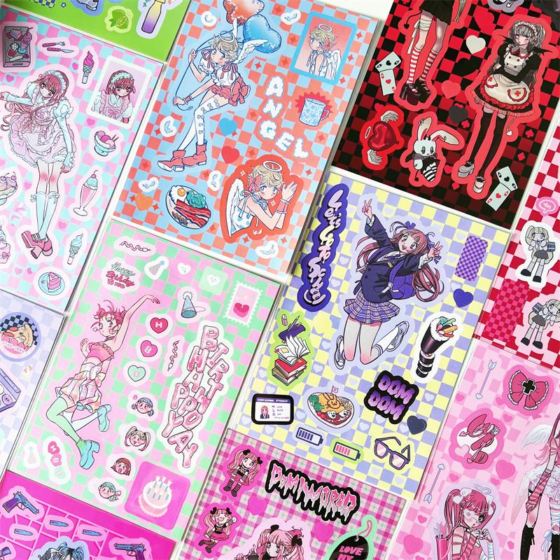 Korean ins Sweet Cool Girl Sticker Scrapbooking Diary DIY Album Decoration Sticker Aesthetic Stationery Art Supplies Personalizd