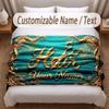Barber Salon Theme Soft Blanket Personalized Custom Name Text Print Warm Blanket Home Sofa Bedroom Decor