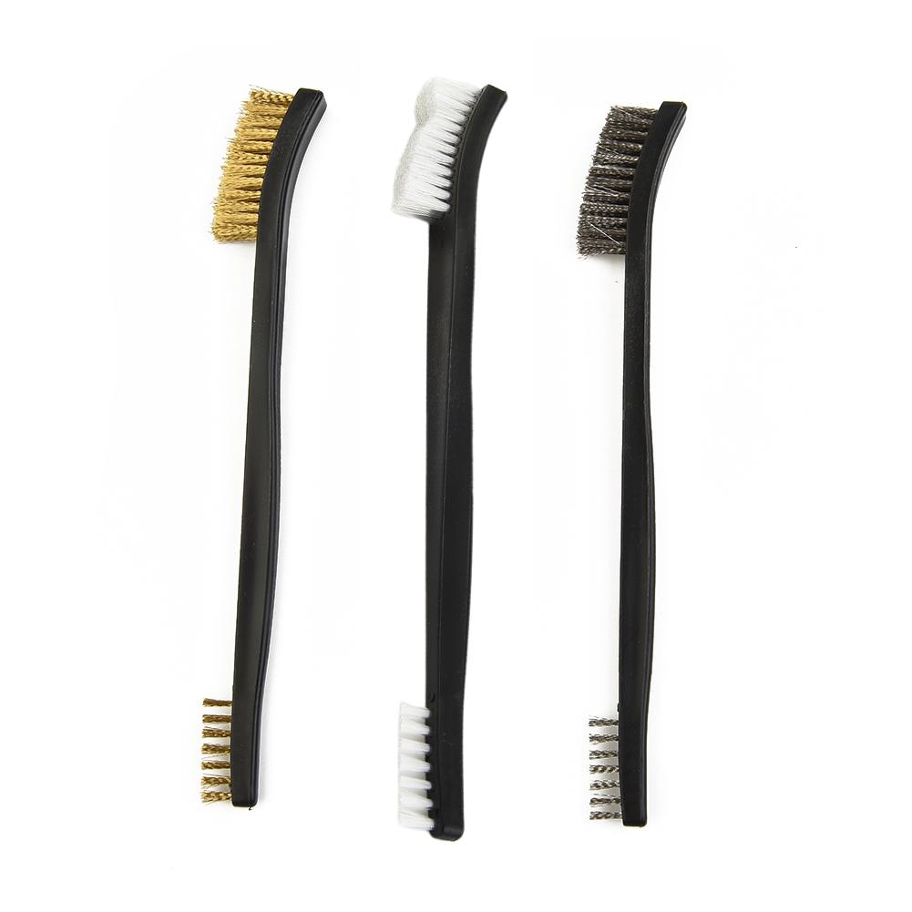 Wire Brushes Double Head Gold Plastic Stainless Steel