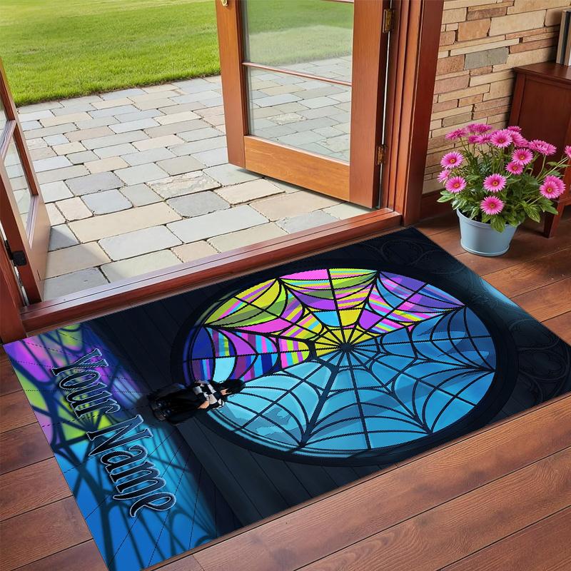 Crystal Velvet Rug Custom Name Text, Soft Non Slip Floor Mat Home DecorWednesday Addams