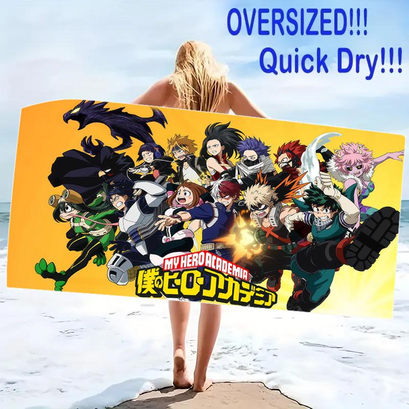 My Hero Academia Print Beach Towel, Large Soft Quick Dry Towel for Beach Camping Swimming