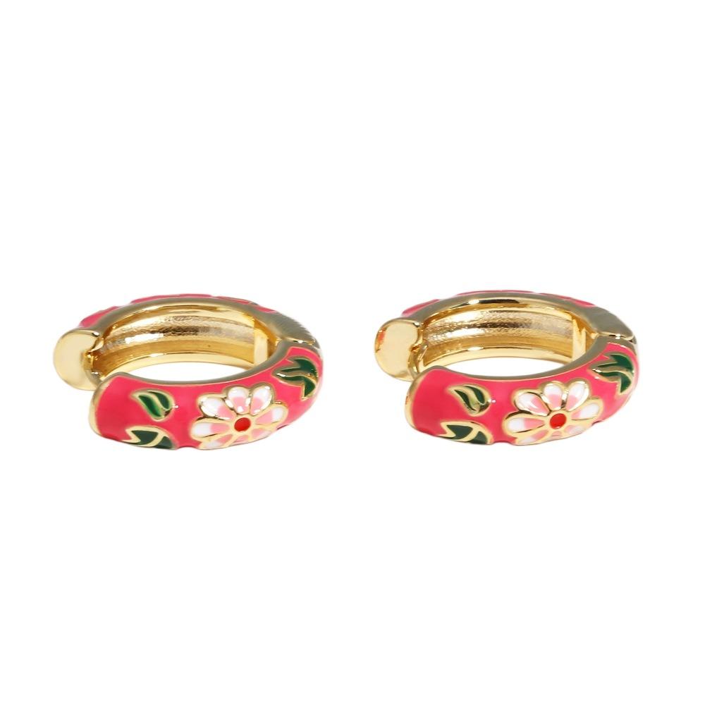 Traditional Flower Enamel Ear Rings Chinese Glaze Ear Jewelry Chinese Style Earrings  Jewelry