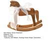 Wood Rocking Horse Figurine with Ribbon Handcrafted Rocking Horse Statue Home Office Living Room Kinetic Desktop Decoration Ornament