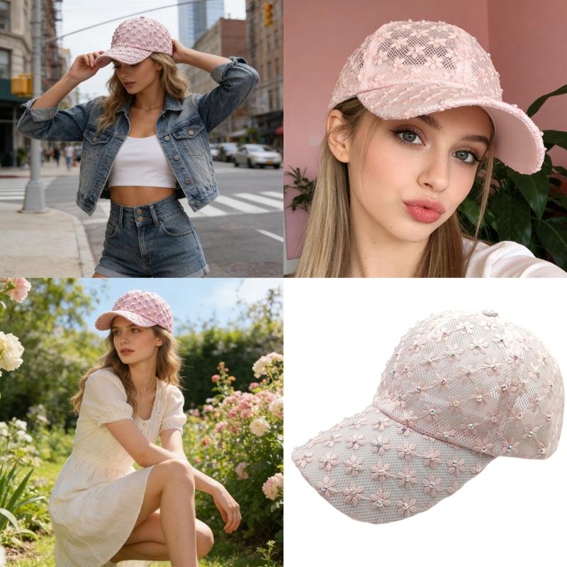 Stylish Floral Baseball Cap For Women And Men With Adjustable Strap Sun Protection Polyester Fabric Outdoor Caps