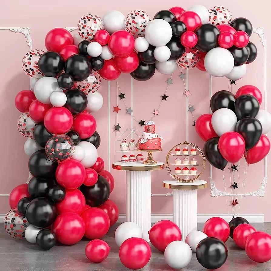 

Red Black And White Balloon Garland Vaulted Birthday Party Balloon Baby Shower Bridal Wedding Circus Decoration Set as shown