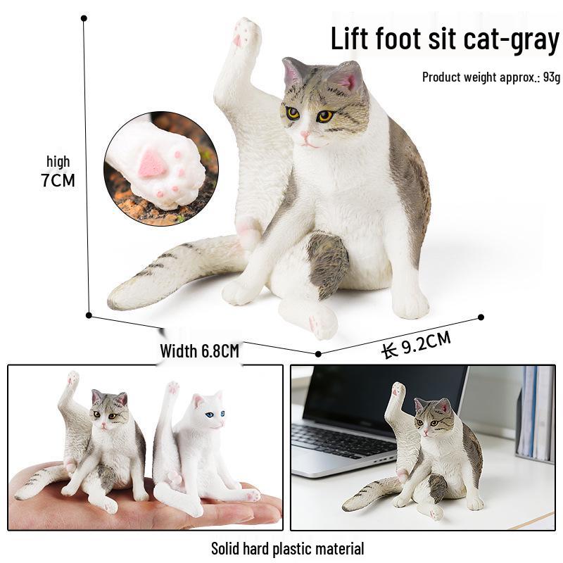 Persian Plush Cat Short-haired Coffee Cat Figurine - Desktop Ornament Toy Set