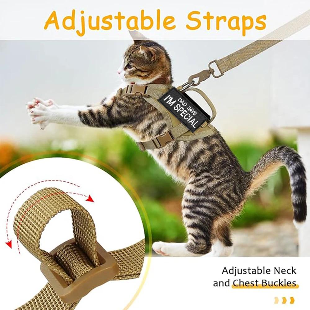 Tactical Cat Chest Harness Vest-style Traction Rope Adjustable Cat Harness Go Out Pet Dogs Prevent Breaking Training Cat Harness