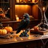Gotische Krähenfigur Realistische Schwarze Figur Harz Rabe Statue für Halloween Tischdeko Horror Thema Partyzubehör Dekoration Dunkles Gruseliges Ornament Zuhause