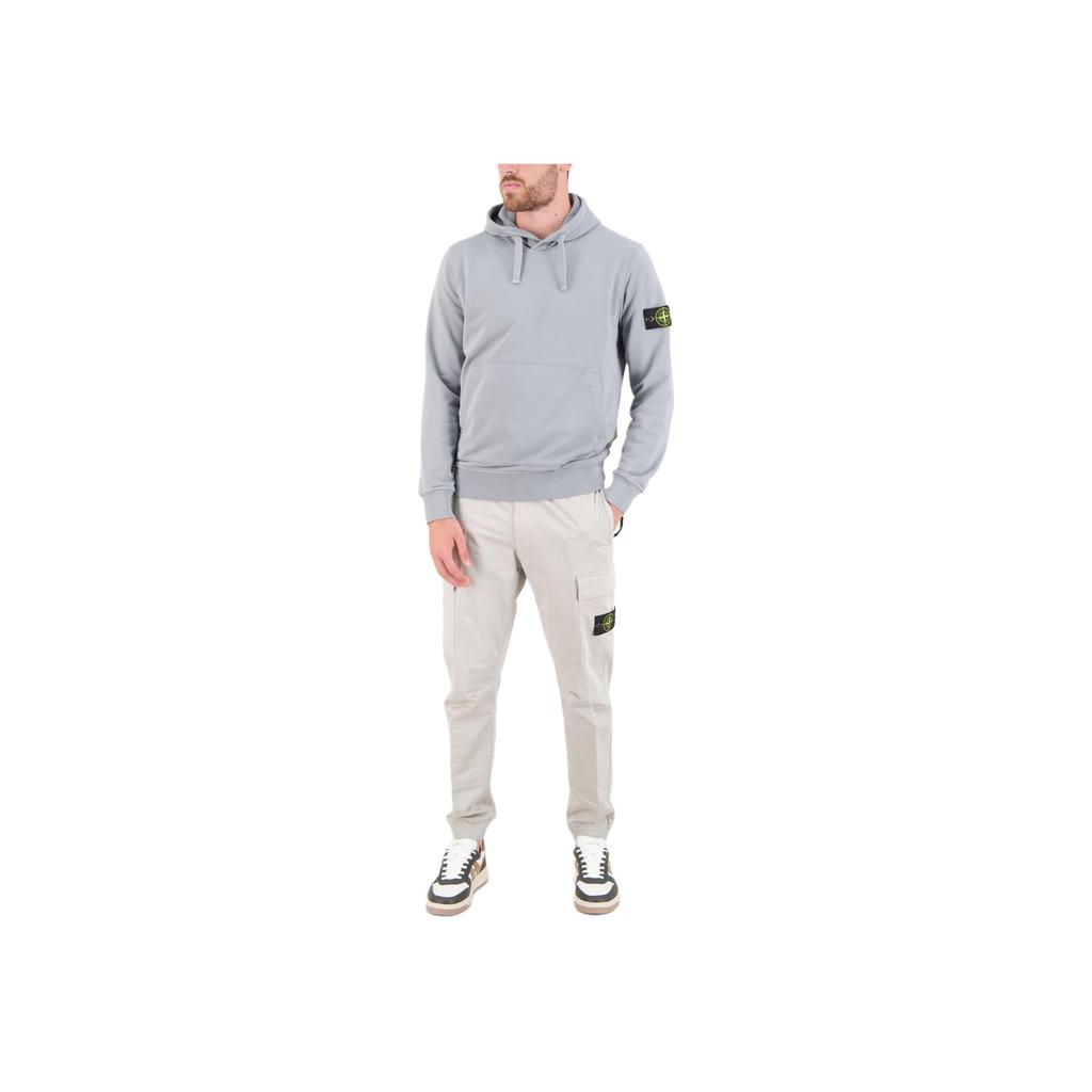 Stone Island Logo Badge Solid Fit Hooded Long Sleeve Sweatshirt Men sweatshirt Gray-Green 811564151-V0066