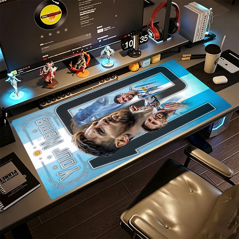 Football Messi Customized Name Mouse Pad Desk Mouse Pad Desktop Mouse Pad Non-Slip Rubber Base Perfect Gift for Gamers