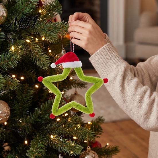 Wall Window Decorations Christmas Star Ornament, Plush Iron Hanging Decor for Tree Art Ornaments Shop, Festive Holiday Pendant Home Party Fireplace