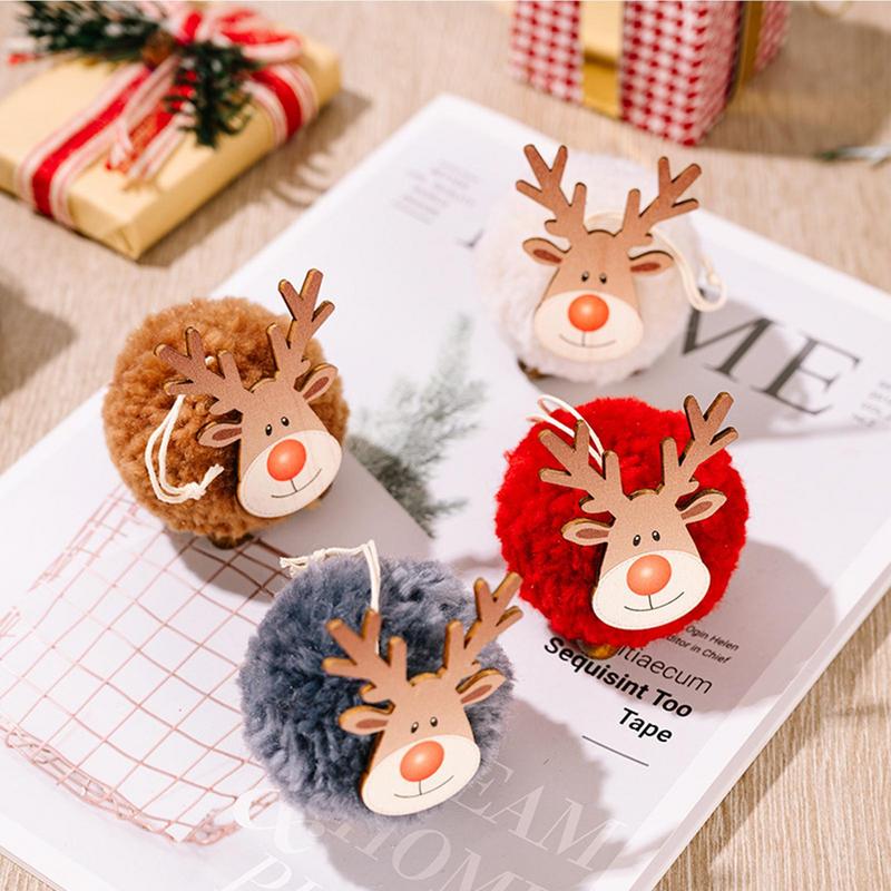 Reindeer Christmas Ornaments Plush 4x Cute Antler Pendants Animal Christmas Ornaments Creative Reindeer Plush Elk Ornaments