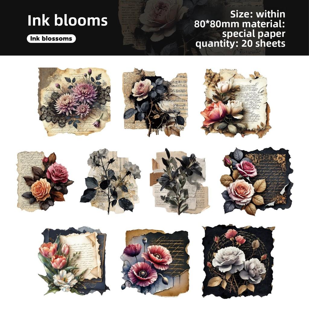 20pcs Vintage Flowers Scrapbook Paper Writable Paper for Scrapbooking Supplies Card Making Junk Journal Decor Paper