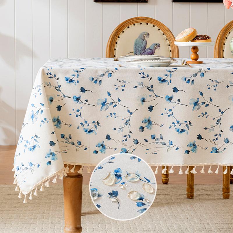 

1 шт. Водонепроницаемый чехол для ТВ-тумбы из полиэстера и хлопка в стиле Наньян, скатерть для чайного столика во французском стиле с цветочным узором, украшение кисточками S