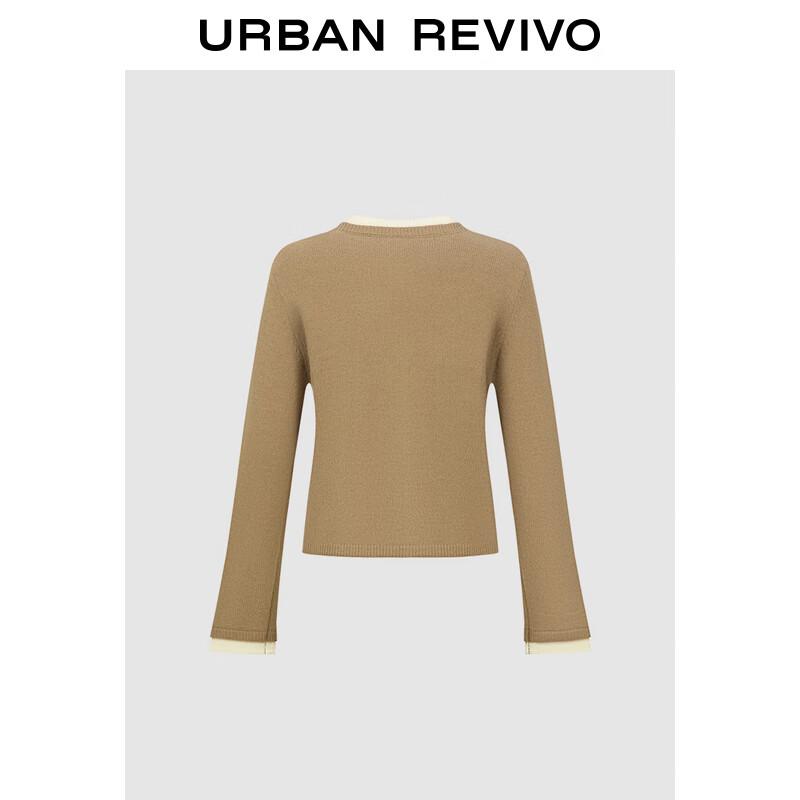 UR Women's Retro Color-block Faux Two-Piece Cardigan