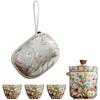 Golden Plum Ru Kiln Portable Tea Set: Quick-Brew Pot with Four Cups for Outdoor Camping and Kung Fu Tea