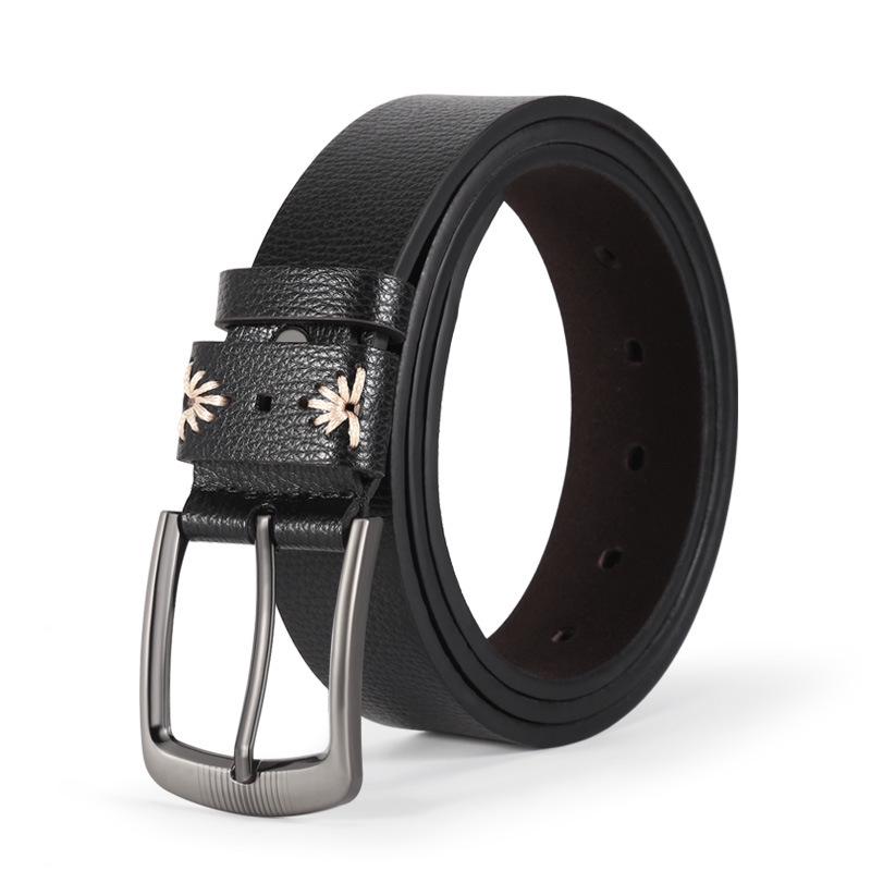 Ceinture décontractée en cuir PU avec boucle ardillon en alliage pour homme