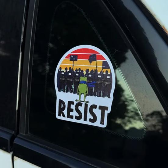 Portland Frog Protester Sticker Set Waterproof Vinyl Bumper Stickers Portland Rage Resistance Humor Frogs
