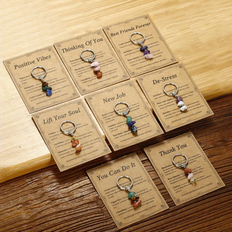 1 Piece Handmade Red Agate Card Combination Pendant Keyring  Natural Stone Beads String Keychain Gifts