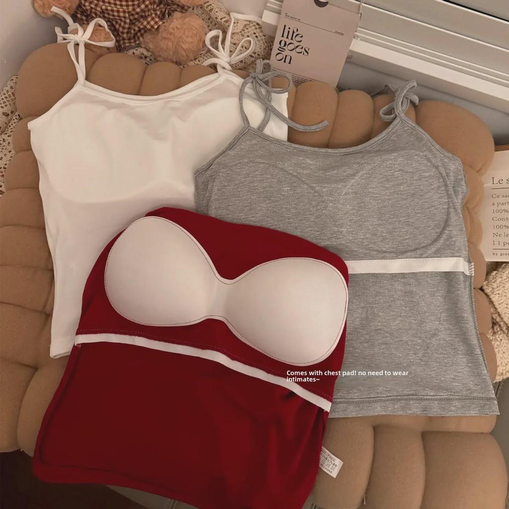 Dopamine Lace-Up Camisole with Chest Pads: Women's Slim Fit Summer Vest