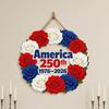 Wooden 4th of July Door Sign for Front Door, Red White Blue Patriotic Hanging Wreath for Independence Day, 250th Anniversary, Home Porch Wall Indoor