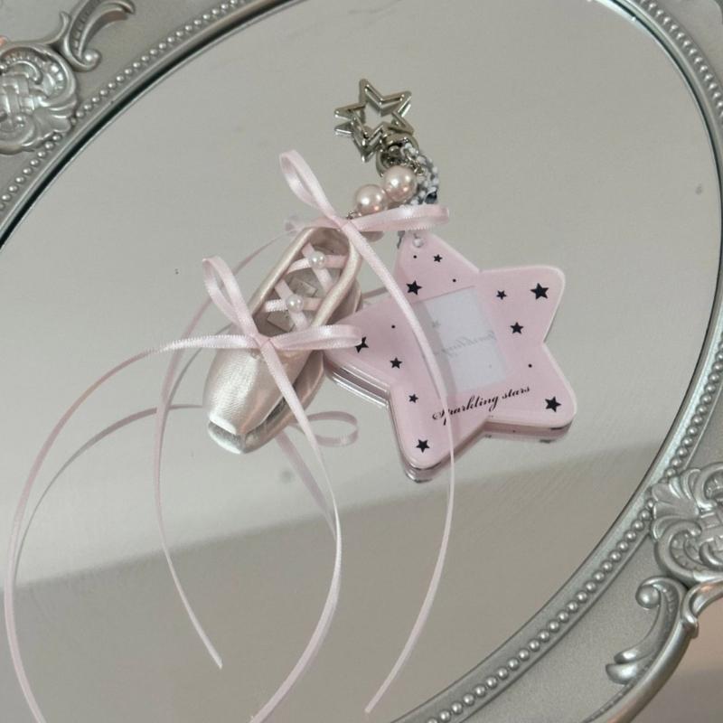 Elegant Ballet Shoe Keychain Handmade Dance Gift For Ballet Lovers With Pearls And Satins Finish for Bag Purses Backpack