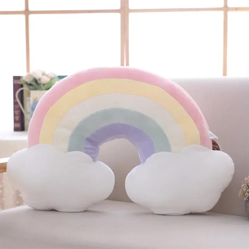 Nordic style pillow bedside rainbow moon star shell cushion pillow stuffed PP cotton toy Children girl plush dolls gift toys