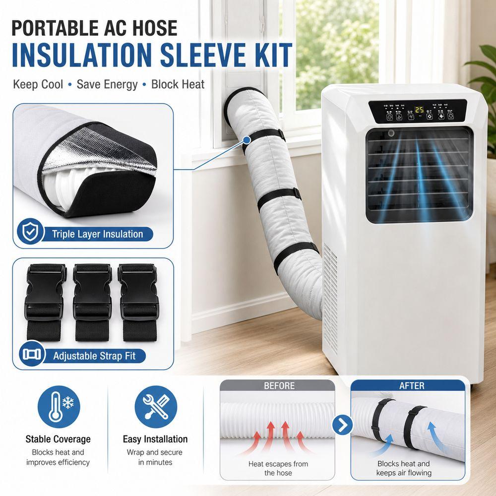 Elastic Buckle AC Hose Insulation Sleeve Portable Exhaust Hose Cover  Indoor Cooling
