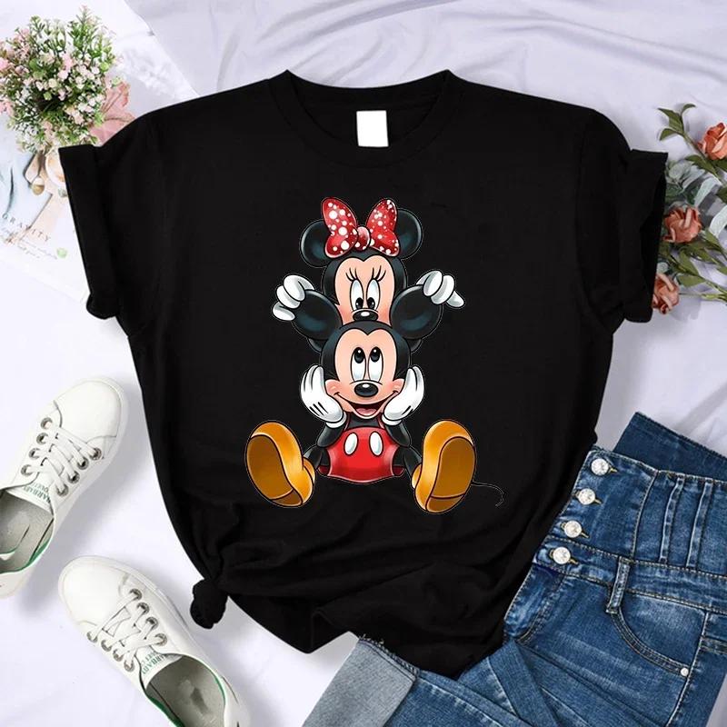 90s Mickey Print Tshirts for Women Fashion Minnie Mouse T Shirt Streetwear FeUnisex Clothes Disney Tshirt