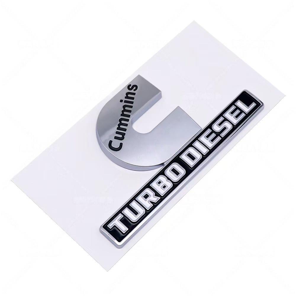 1pc ABS Cummins Turbo Diesel Badge Sticker Car Rear logo sticker Rear Bumper tail door trunk sticker Fender side Emblem styling Accessories серебряный/белый