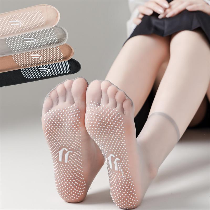 

1/5/10/20 пар женских носков ультратонкие шелковые носки прозрачные носки невидимые носки шелковые носки против затяжек противоскользящие носки 1 pairs серый