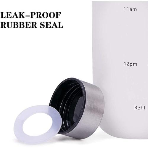 Water Bottle with Time Marker, 1000ml Silver Steel Cover, BPA-Free Drinking Reminder, Leak-Proof Frosted Time Marker for Fitness, Sports, and Outdoors