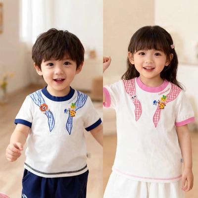Girls' Summer Short Sleeve Pullover - New Style Round Neck T-shirt for Kids