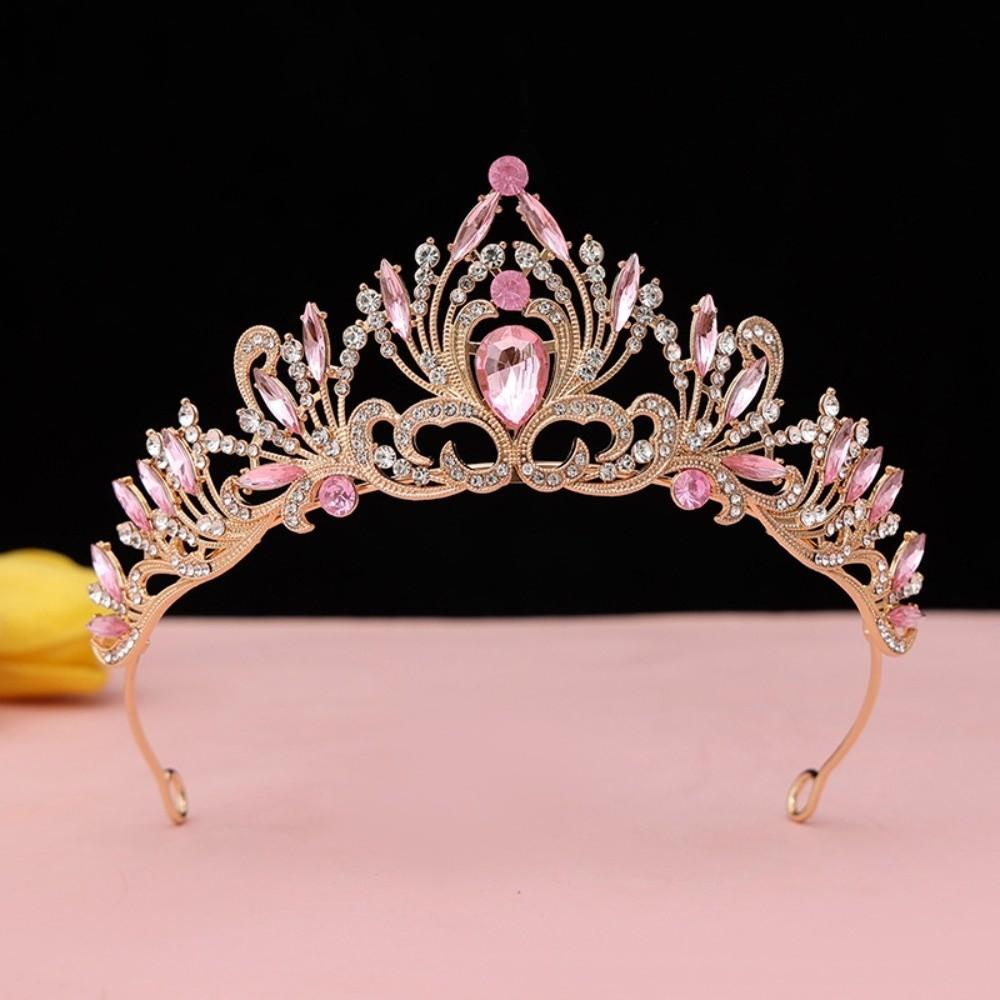 Vintage Baroque Crown Antique Bronze Princess Rhinestone Tiara  Birthday Head Jewelry