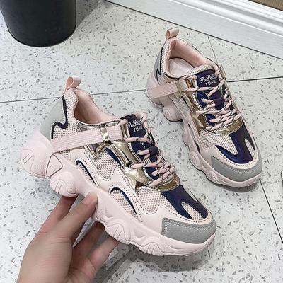 Klobige Damen-Sneaker 2024 Damenmode-Sneaker Schnürschuh Basketballschuh Dad-Plateau Atmungsaktive Mesh-Sneaker für Damen Zapatillas