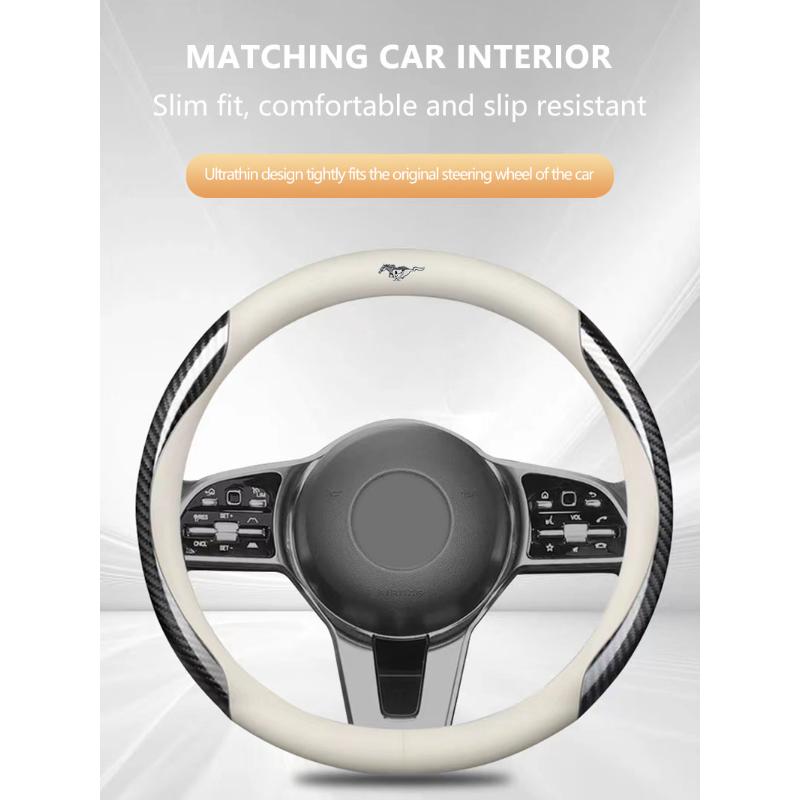 Leather Carbon Fiber Car Steering Wheel Cover Car Accessories For Ford Mustang F10 Zapatillas Miniatura Gt Shelby 2005 2015 Mujer 2012 Kuga