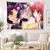 Clannad Anime Girl Wall Tapestry Classic School Uniform Characters Print Wall Hanging Cloth for Dorm Bedroom Aesthetic Room Deco