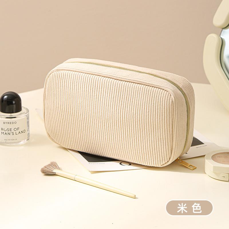 New Minimalist Corduroy Makeup Bag Hand in Hand, Large Capacity Travel Cosmetics Storage Bag, Makeup Bag for Women makeup bags
