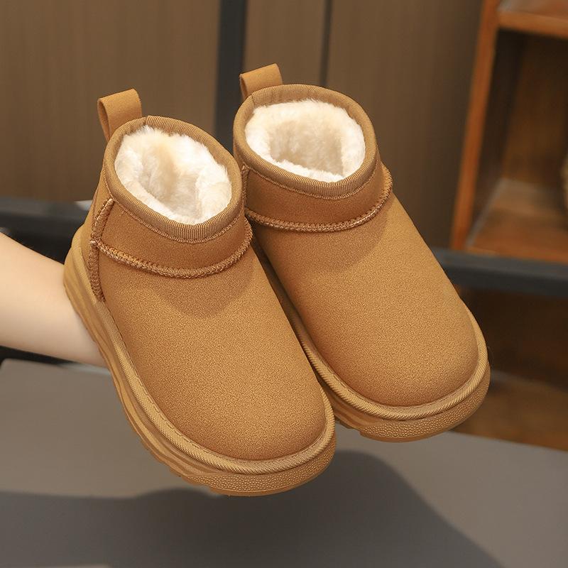 

Children s snow boots for boys and girls, winter slip-on plush-lined thickened short boots, cotton shoes, warm shoes with soft soles for older 36 коричневий