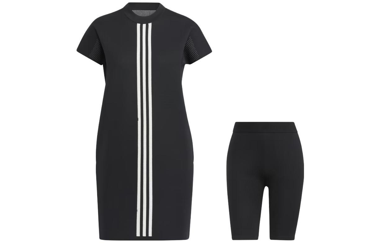 

Adidas Short Sleeved Dresses Women s Set Black Crew Neck Moderate Mid Length HB3572 XS