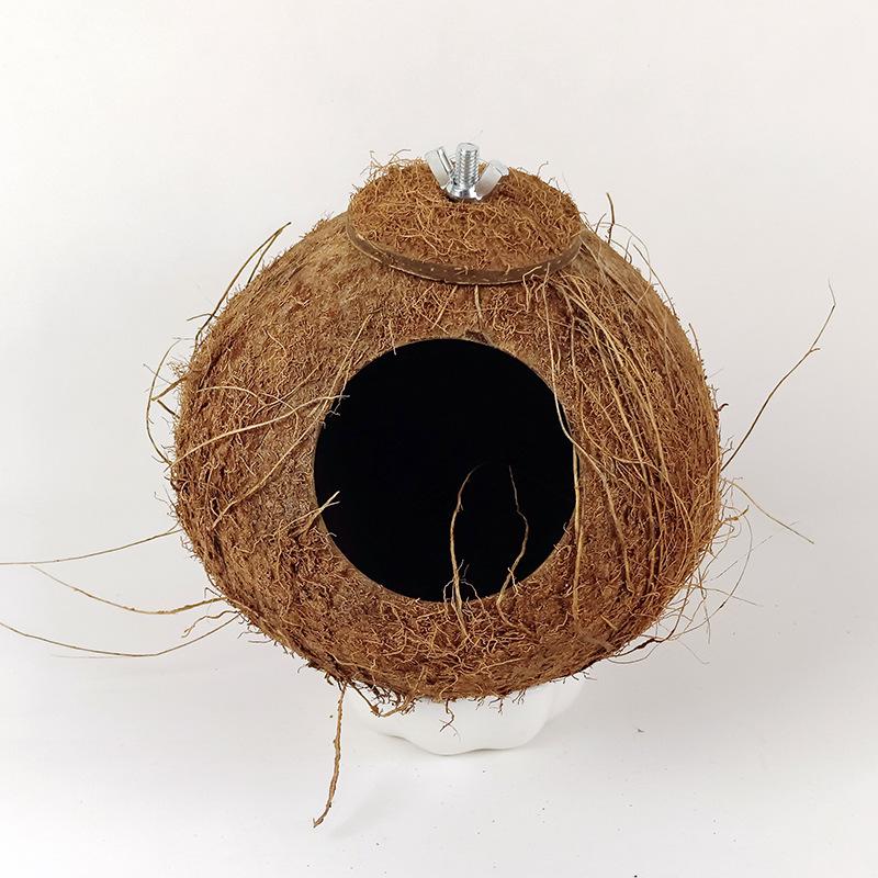 Coconut Shell Hanging Bird Nest for Parrots, Finch, Budgie, and Pearl Breeding.