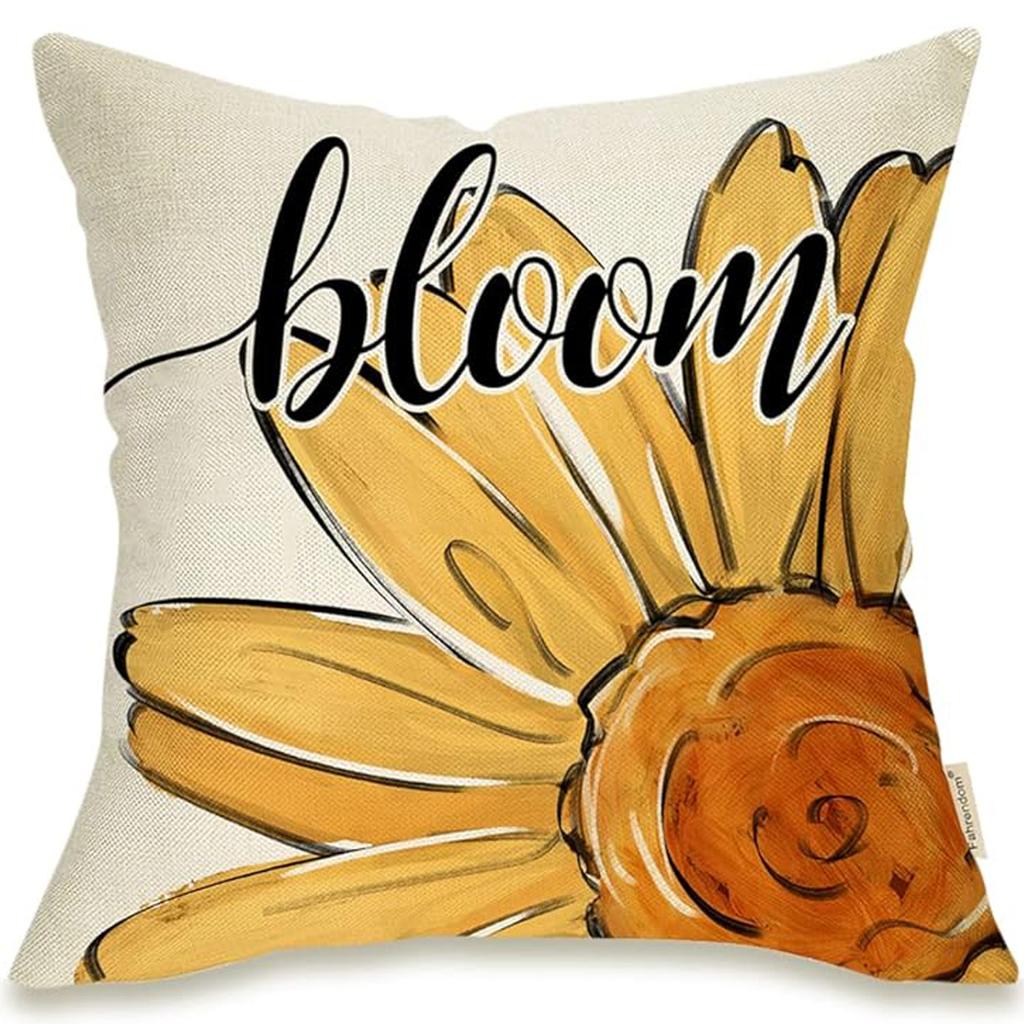 New Spring Fresh and Beautiful Linen Pillowcase Sofa Bedside Plant Flower Pillow Cushion Cover
