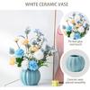 Artificial Flowers, Fake Flowers In Vase, Silk Flowers with Ceramic Vase, Faux Flowers Arrangement for Homes, Restaurants Decoration Dining Table