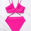 1011 new bikini European and American solid color lace-up sexy bikini split swimsuit swimsuit women