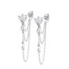 925 Silver Needle Long Chain Stud Earrings For Women Exquisite Zircon Geometric Tassel Pendant Earrings Luxury Jewelry