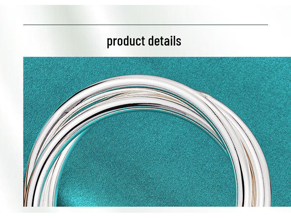 Pulsera de Plata de Triple Círculo para Mujer: Joyería sólida de múltiples círculos de West Lake Beauty