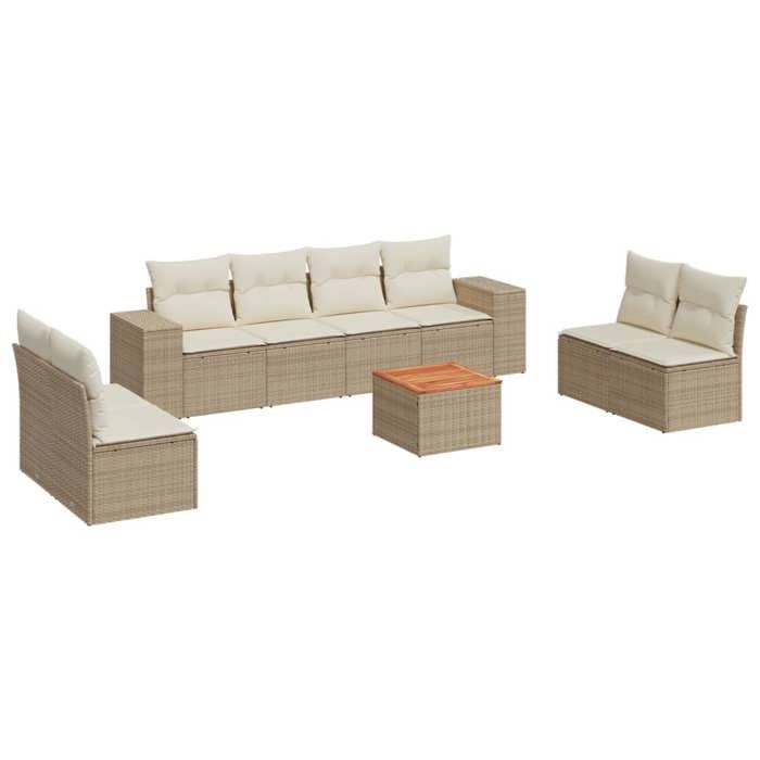 VidaXL Salon de Jardin avec Coussins 9 pcs, Canapés et Table de Terrasse, Ensemble de Meubles d'Extérieur Patio, Moderne, 3257738