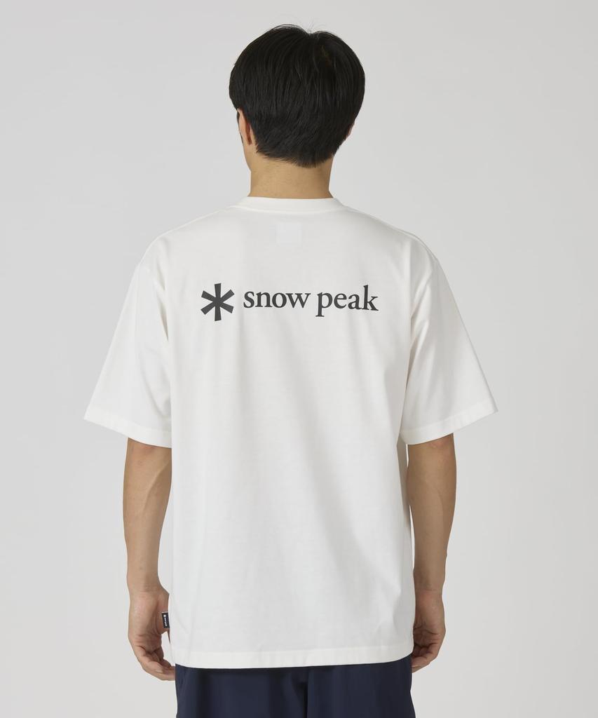 Snow Peak New Standard Back Printed Logo Short Off Size L T-Shirt NSD-TS-25AU004, Sleeve, Men's/Women's, White,