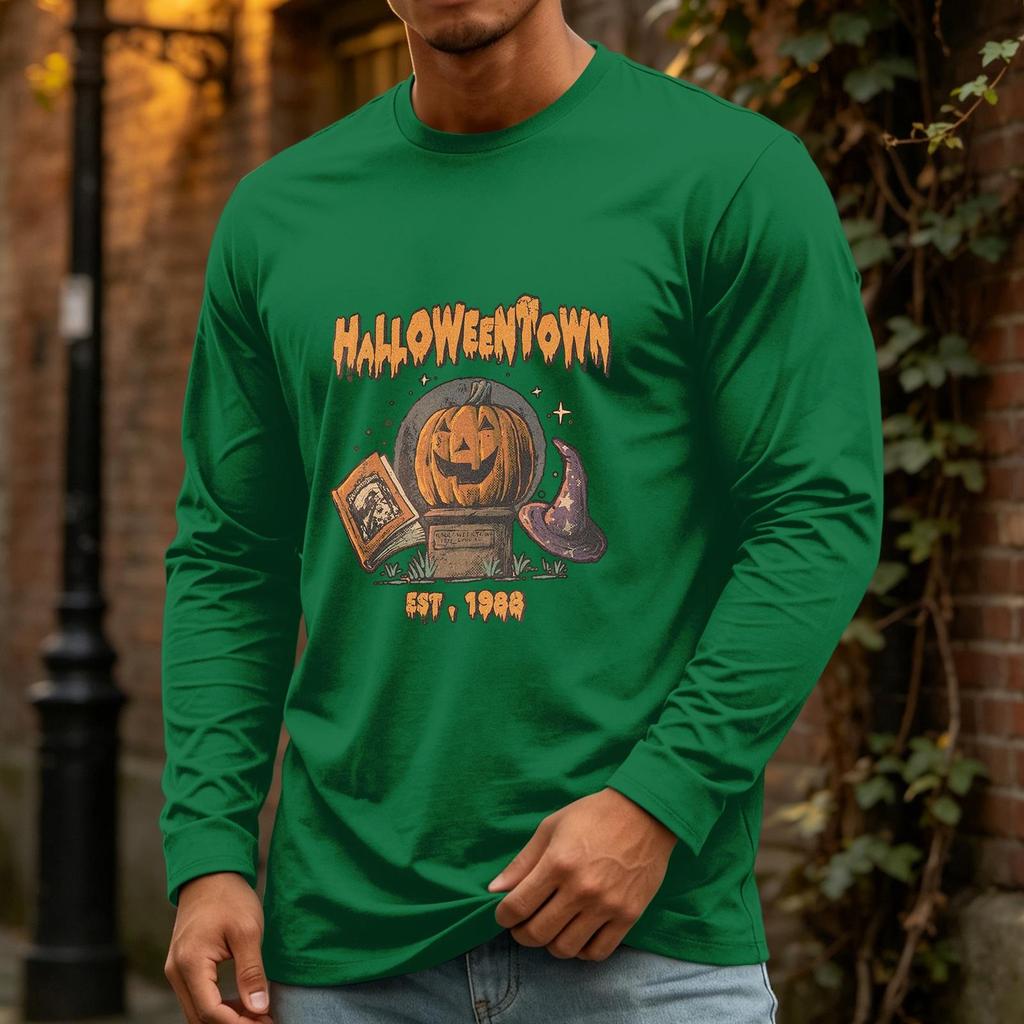 Men's Halloween Long Sleeve Neck Casual Pullover T-Shirt for Party and Holiday