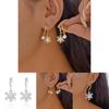 Christmas Snowflake Earrings With Zirconia And Pearl For Women Holiday Accessory